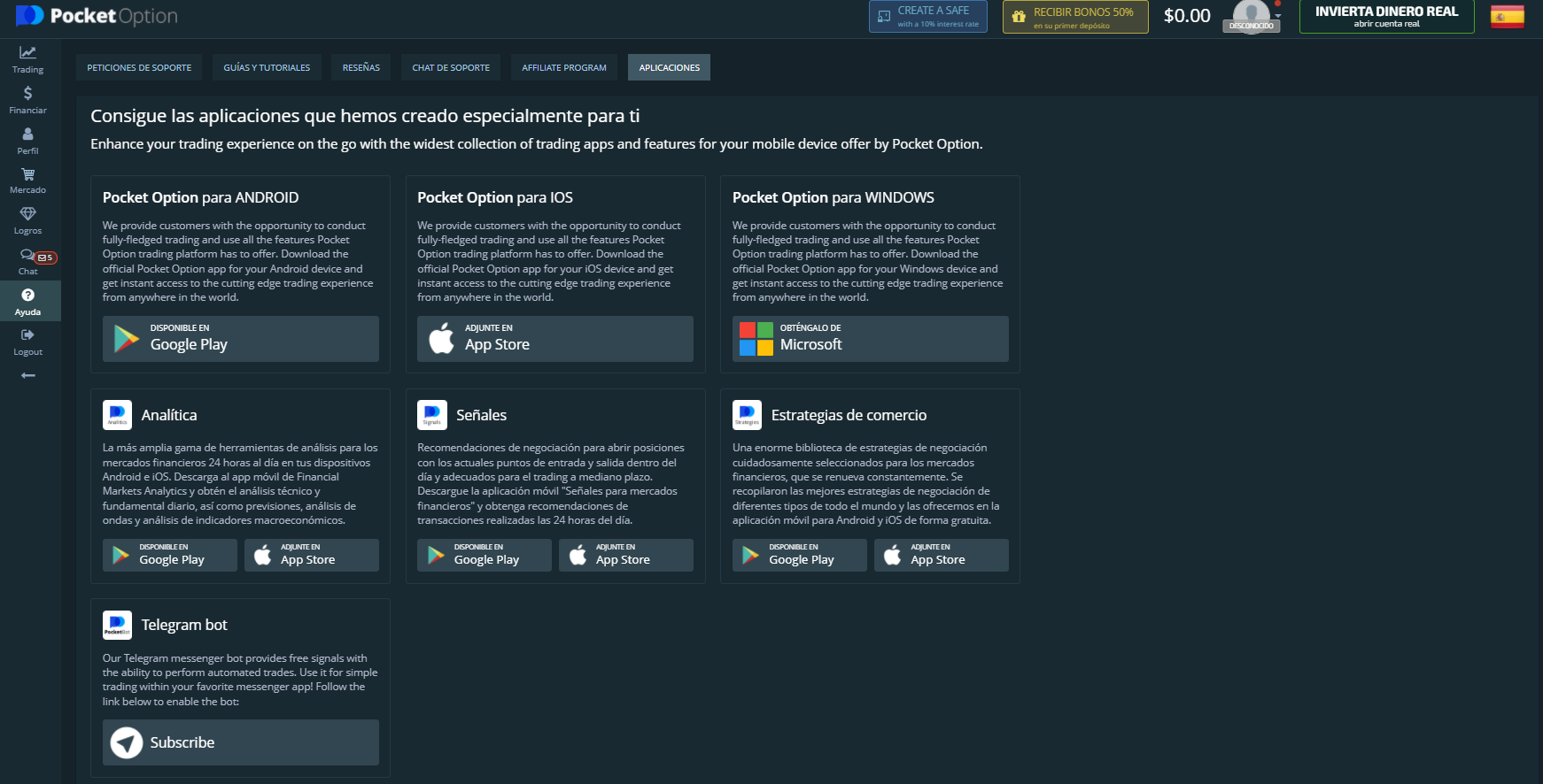 Descargar la aplicación de Pocket Option Descargar la aplicación de Pocket Option