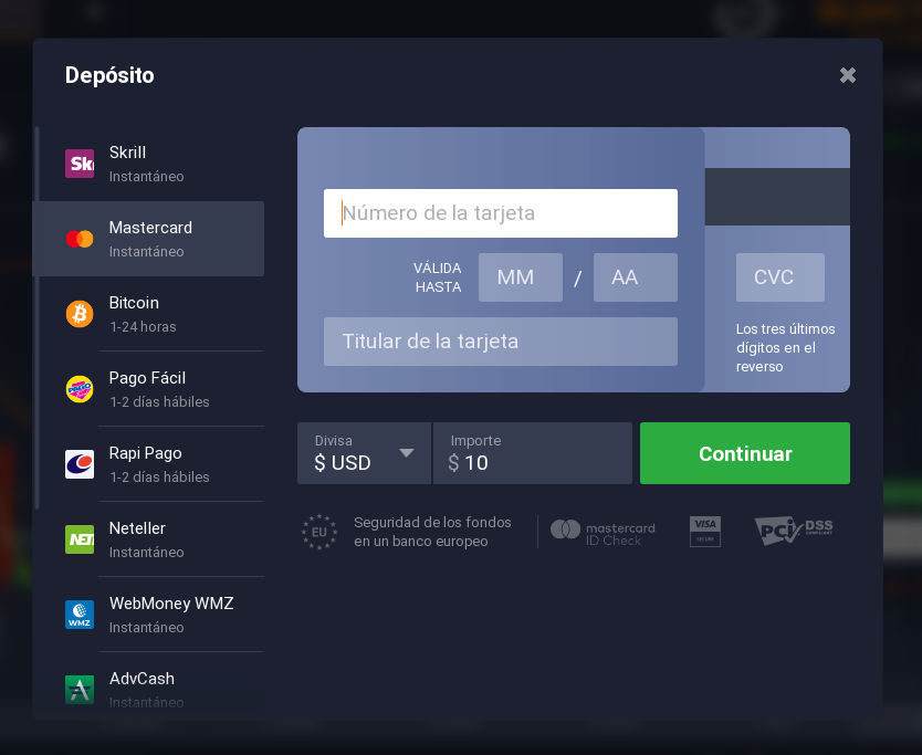 Realizar un depósito Realizar un depósito
